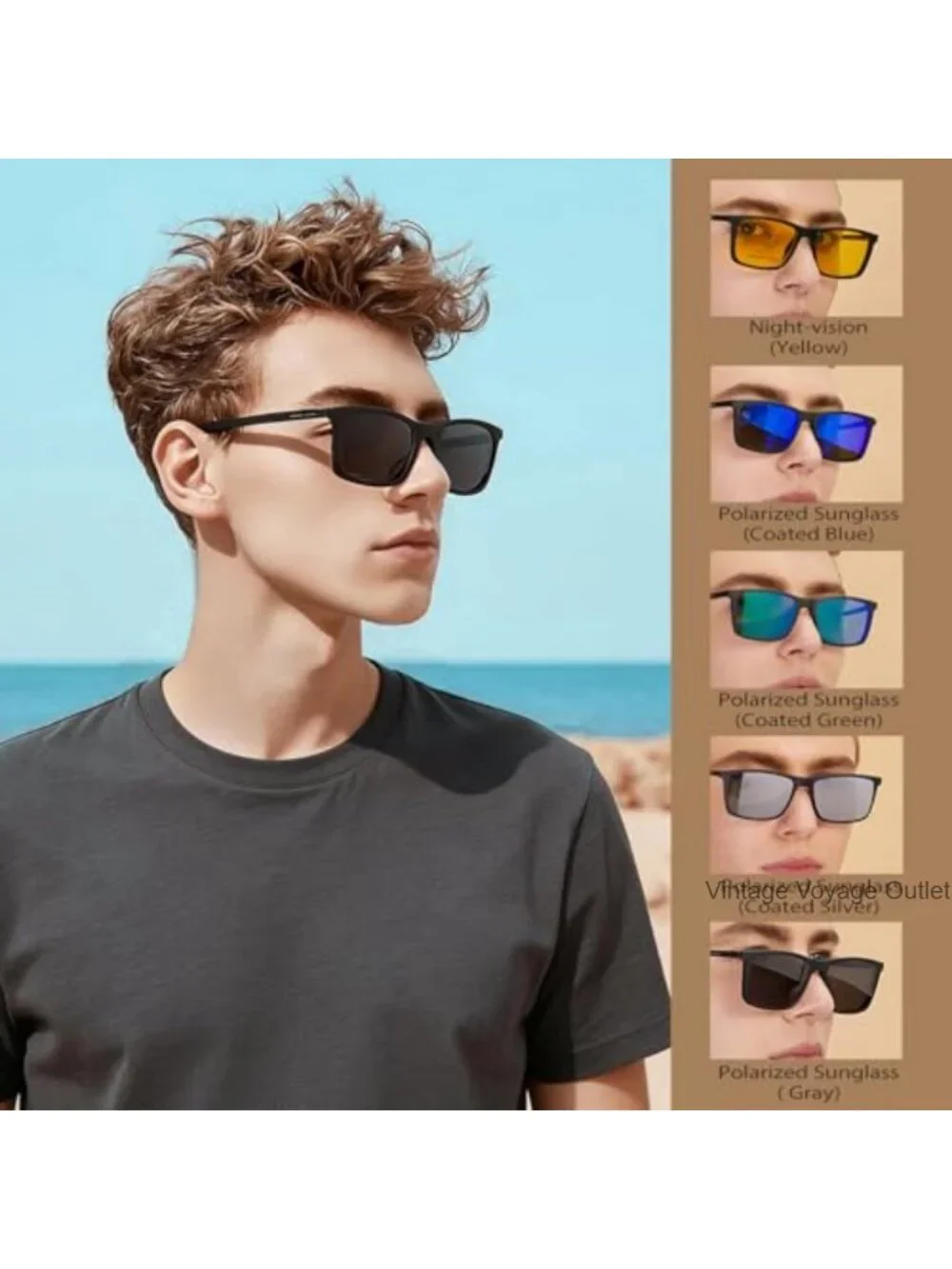 Magnetic Clip-On Sunglasses 5 Lens Set UV400 Polarized TR90 Square Unisex